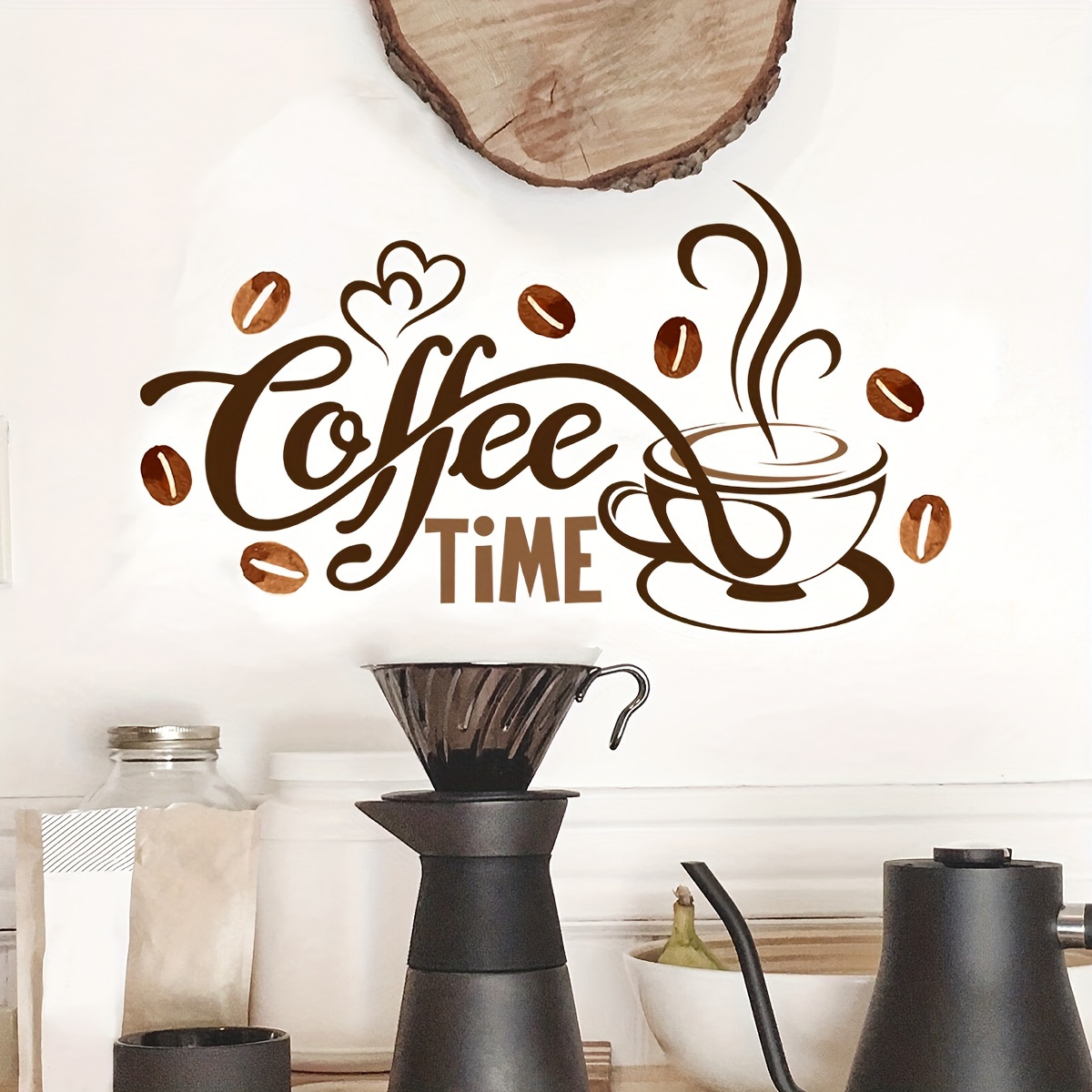 Adesivi Murali Caffè Adesivi da Parete Chicchi di Caffè Tazza di