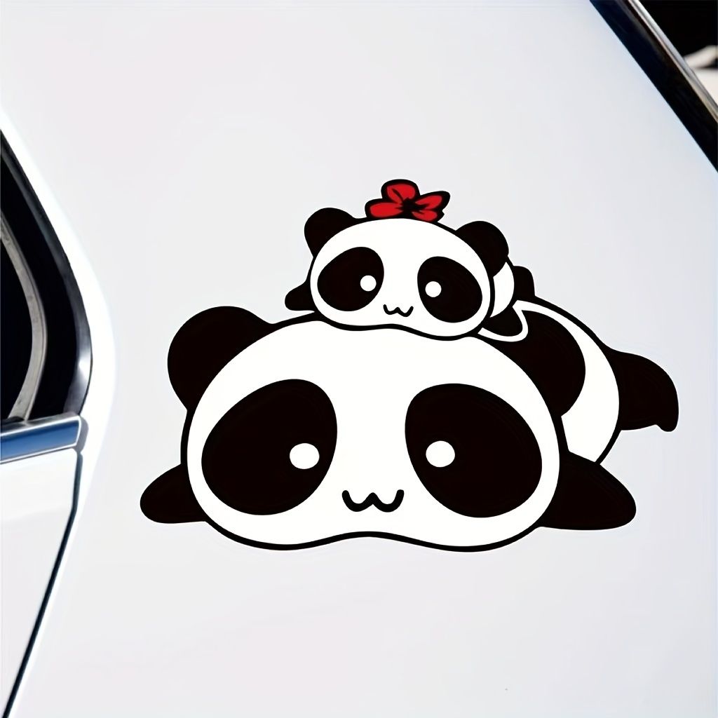 1pc Cute Cartoon Pandas Car Sticker Car Door Bumper Windshield Pvc  Waterproof Decals Stickers Car Decoration Accessories - Automotive - Temu