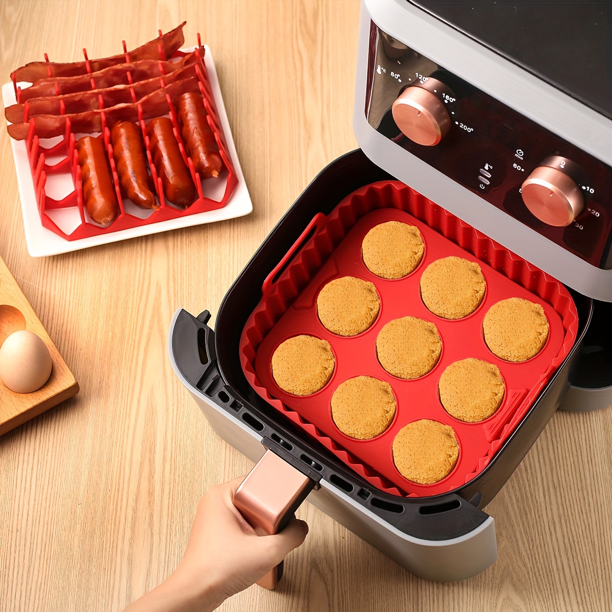Air Fryer Accessories, With Recipes With Recipes Compatible With Air Fryers,  Square Air Fryers And Ovens, Deluxe Fryer Accessories, Cake Pizza Pan,  Silicone Mat, Shelf Etc, Air Fryer Accessories - Temu