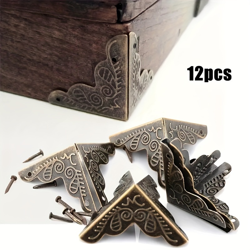 12pcs Vintage Corner Guards, Style Decorative Metal Box Furniture Edge  Protector Desk Edge Covers For Table Jewelry Chest Wood Case