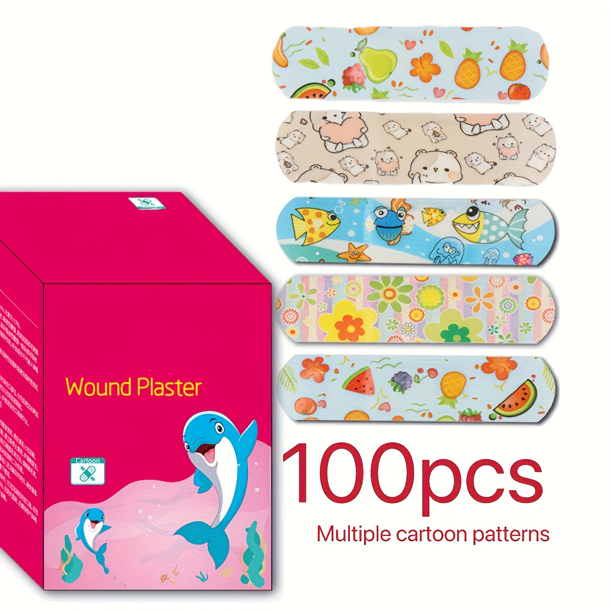 100 Cute Cartoon Bandages - Waterproof And Breathable Adhesive Bandages - First Aid For All Ages!