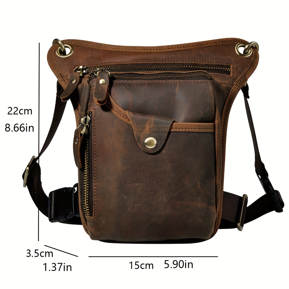 KPYWZER Vintage Leather Sling Bag Bags for Men Women Backpack Shoulder Messenger Crossbody Outdoor Travel Hiking Camping Tactical Chest Pack Daypack