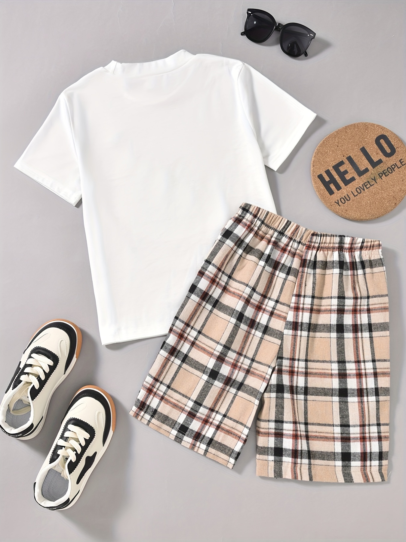 Boys Crossbody Bag Print Casual Outfit Round Neck T Shirt Shorts