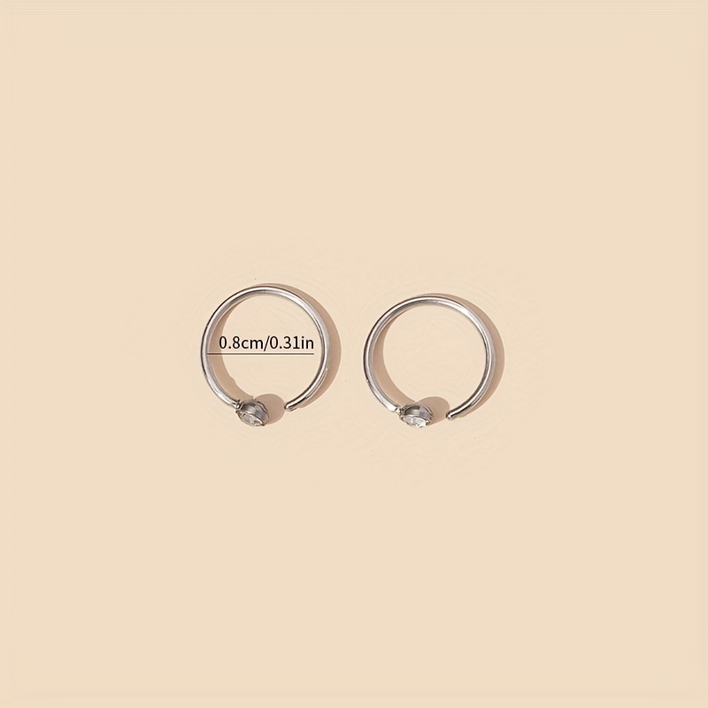 C-Shaped Stainless Steel Hoop Nose Ring with Zircon