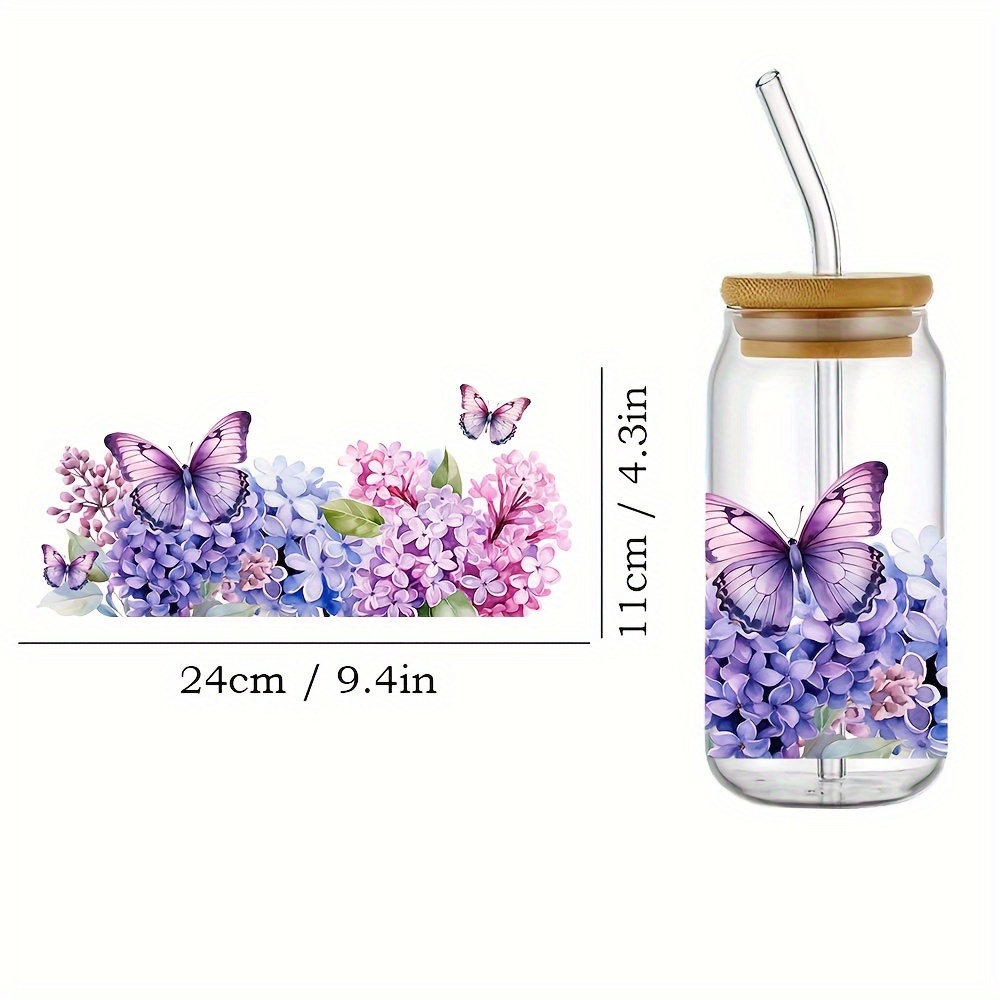 5pcs/Set Waterproof Mama Design Floral Sticker For 16oz Glass Cups