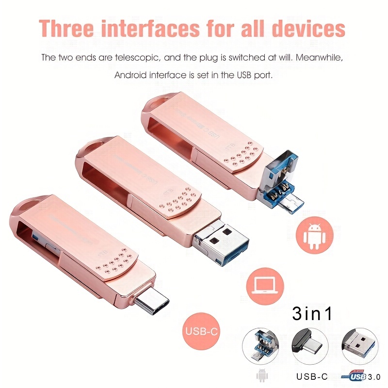 USB3.1 Flash Drives 1TB,Dual USB C Thumb Drive with Type-c Port,Pendrives  for MacBook Pro,USB C Memory Stick External Storage Drive for Android
