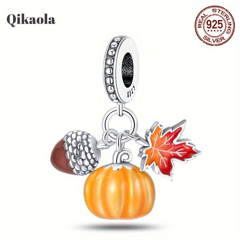 

Beading Suitable For Pandora Original Bracelet S925 Pure Silvery Leaf Pumpkin Autumn Series Pendant Beads Diy Women's Jewelry Birthday Engagement Gift 2023 New