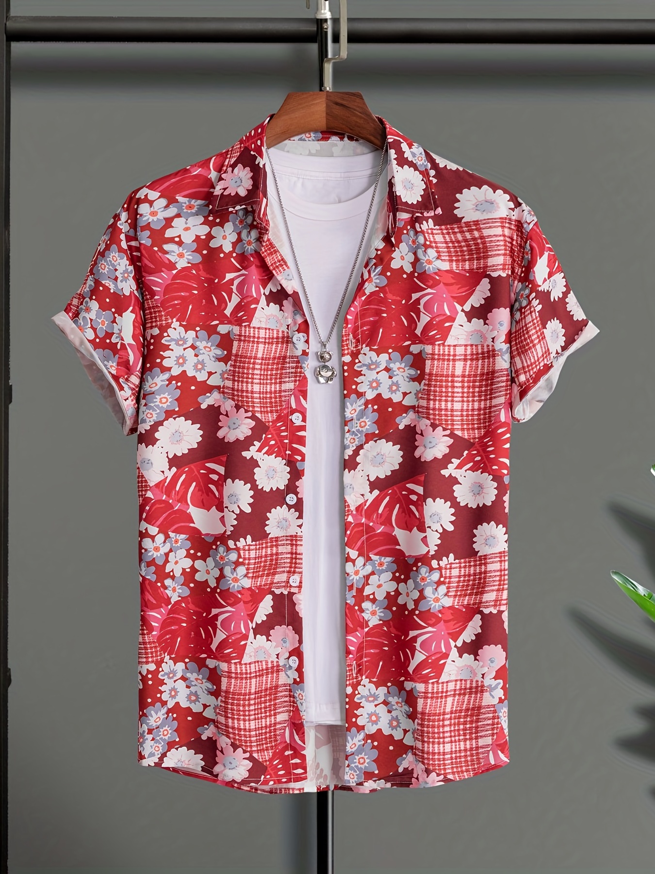 Men's Casual Button-up Short Sleeve Shirt Floral Hawaiian Shirt Casual  Printed Shirt - Temu