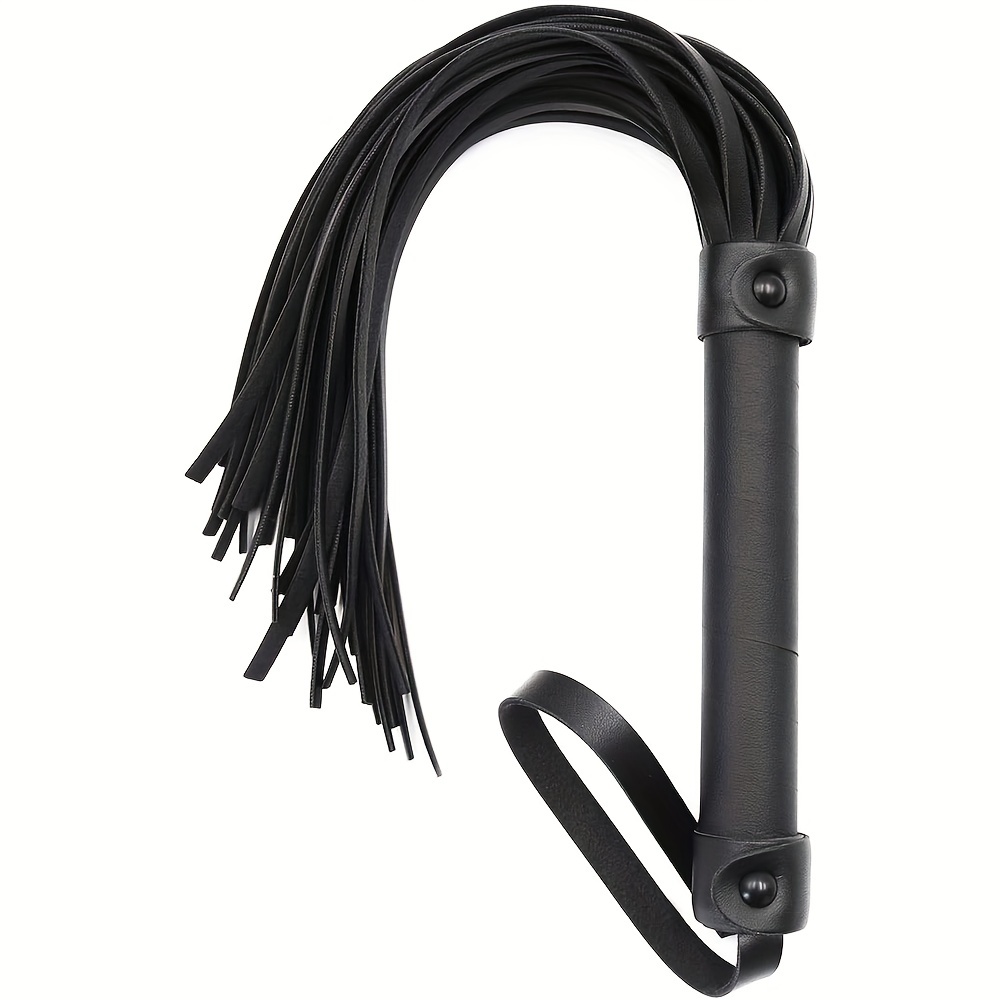 Riding Pu Leather Flogger Whip Sex Play Leather Black Crop - Temu