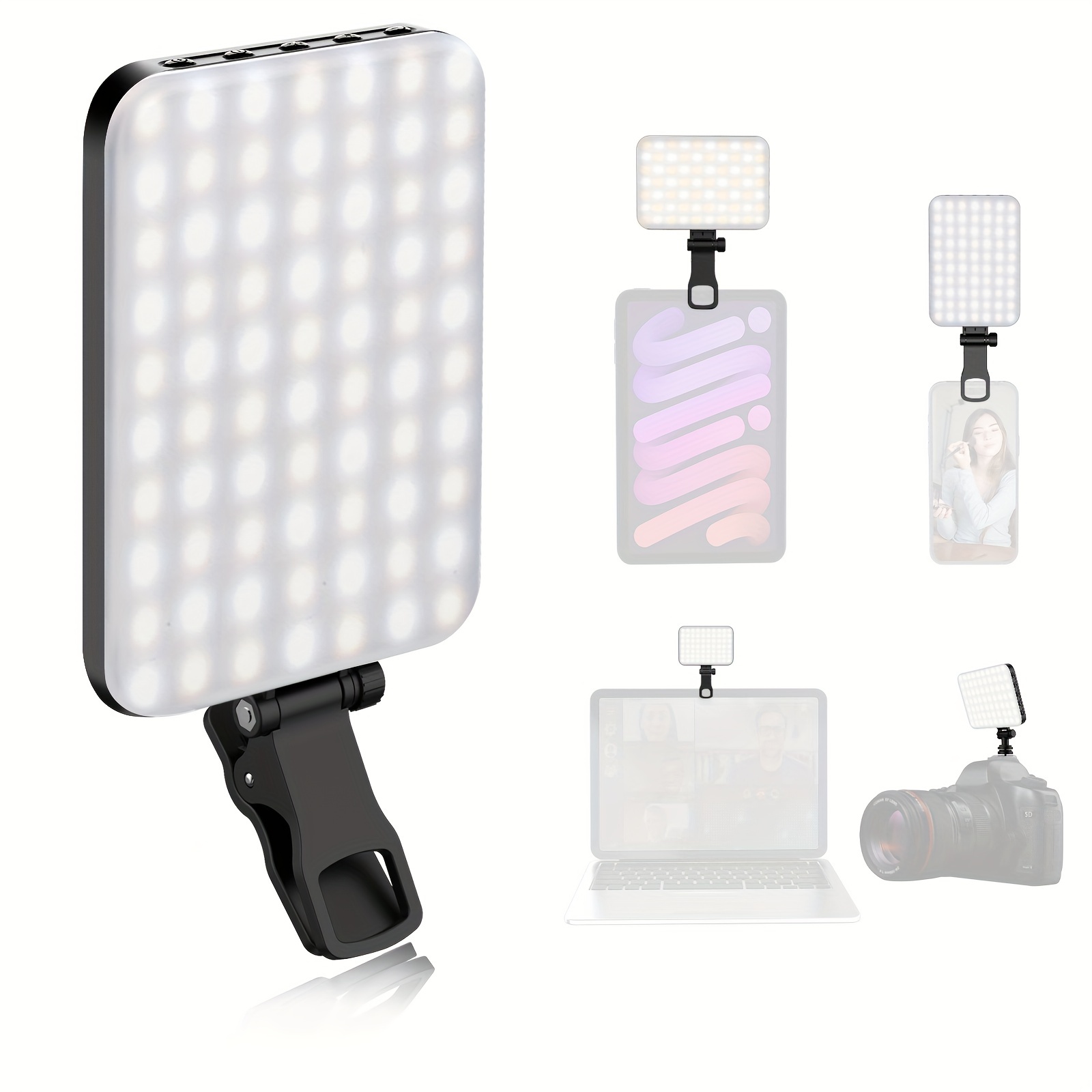 Luz LED para Selfies con Clip para teléfono Frontal y Trasero, 120