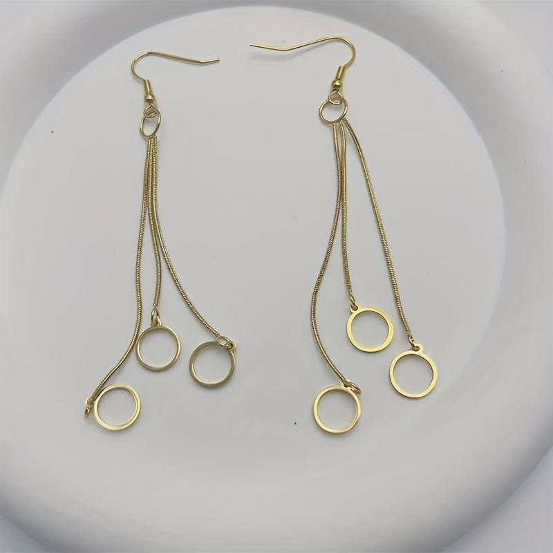 Men's Circle Drop Earrings Long Style