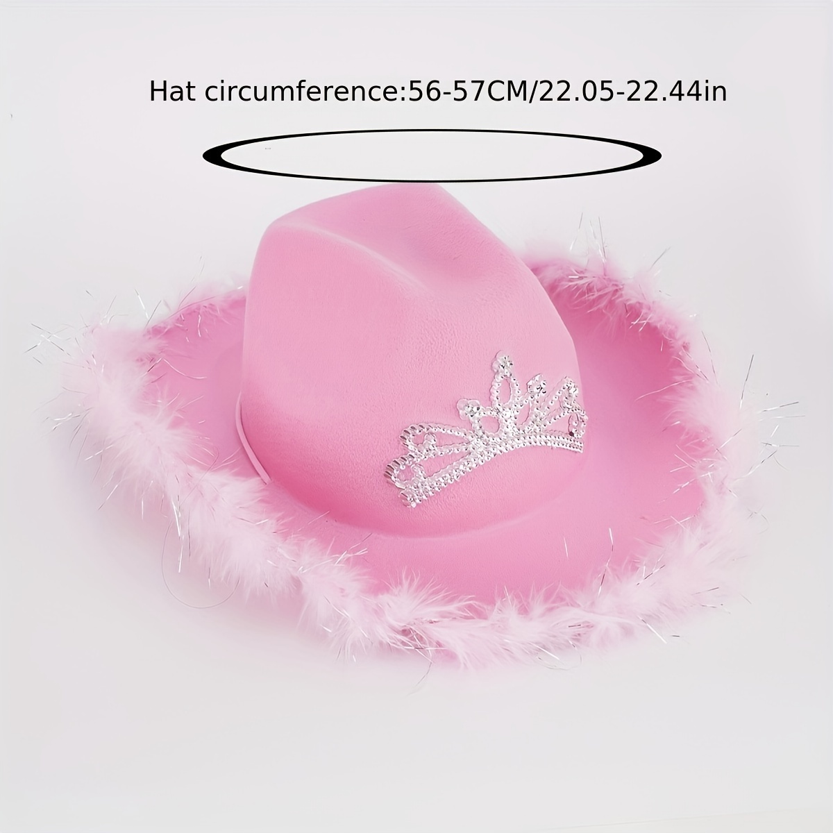 Rosa Cowboyhut - Frauen Mädchen Cowgirl Prinzessin Hut mit Krone Tiara  Design - Paillettenkrempe