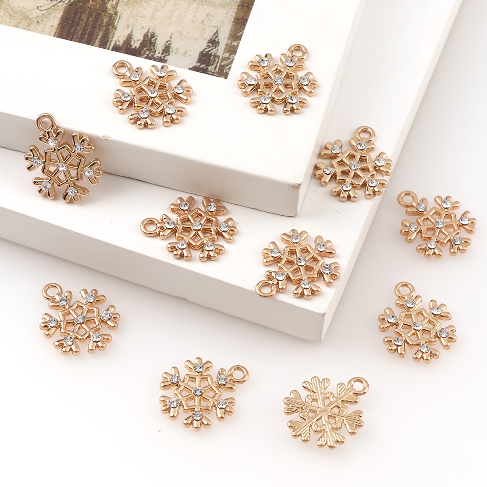 10pcs Christmas Rhinestone Snowflakes for DIY Jewelry Making
