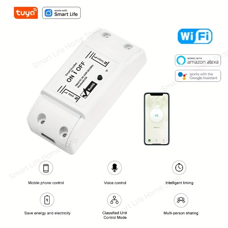 Smart Plugs That Work with Alexa Google Home Siri, Wireless 2.4G WiFi  Outlet Controlled by Smart Life Tuya Avatar Controls APP, 10A Mini Socket