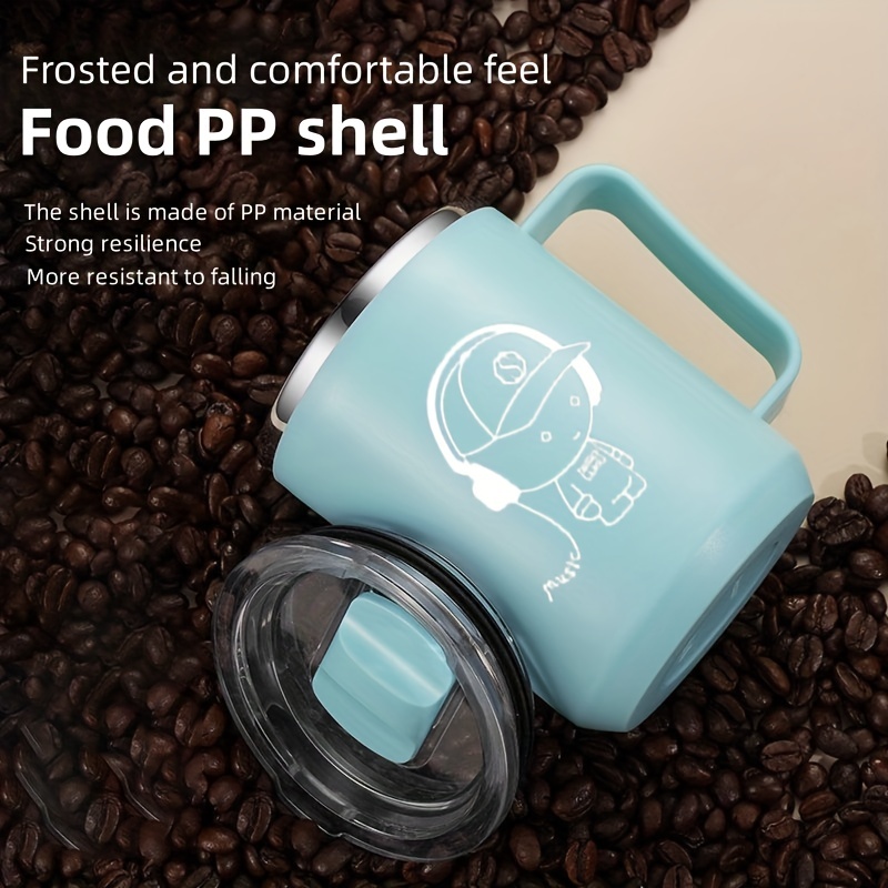 Double Walled Stainless Steel Coffee Mug With Lid & Handle - Shatterproof,  Durable, And Perfect For Travel, Outdoor, Camping, And Vacuum Coffee To Go  - Temu