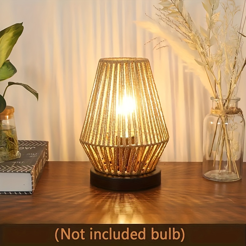 Cordless Table Lamp,battery Operated Lamp,bamboo Rattan Table Lamp,woven  Lamp Shade,japanese Lamp,chinese Lantern,bohemian,rustic Desk Lamp 