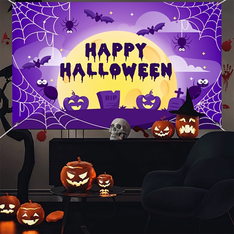 tapeçarias porta Halloween - Decorações abóbora Halloween