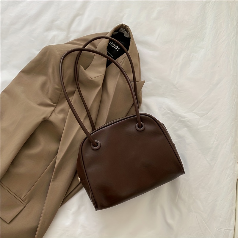 Small Shell Shaped Shoulder Bag, Simple Pu Leather Underarm Bag