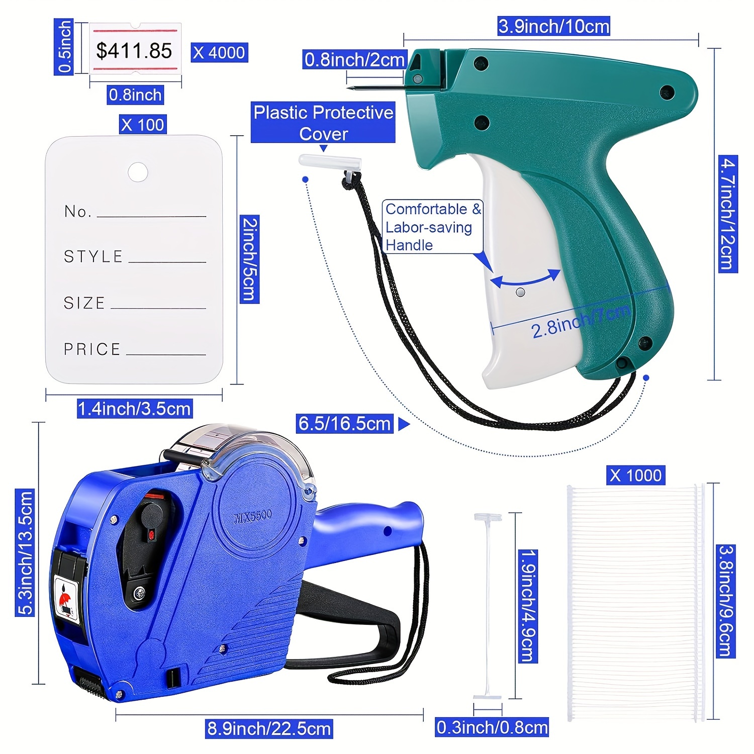 1set Tagging Gun Kit For Clothing Contain 5 Needles & 1000pcs Barbs  Fasteners, Standard Price Tag Attachment Gun For Store Warehouse  Consignment Garag