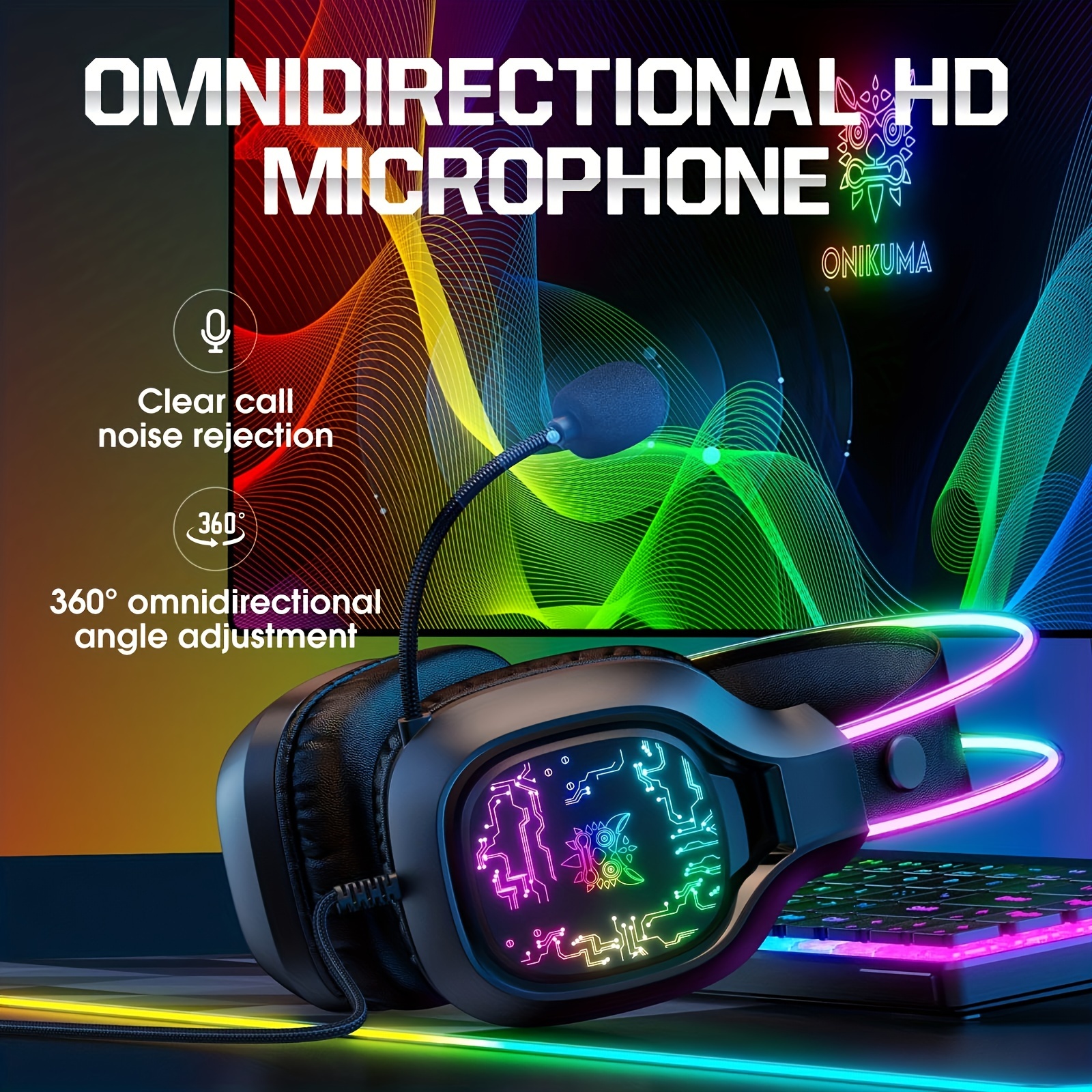 ONIKUMA K20 Wired Gaming Headsets With Microphone RGB Light – Onikuma Gaming