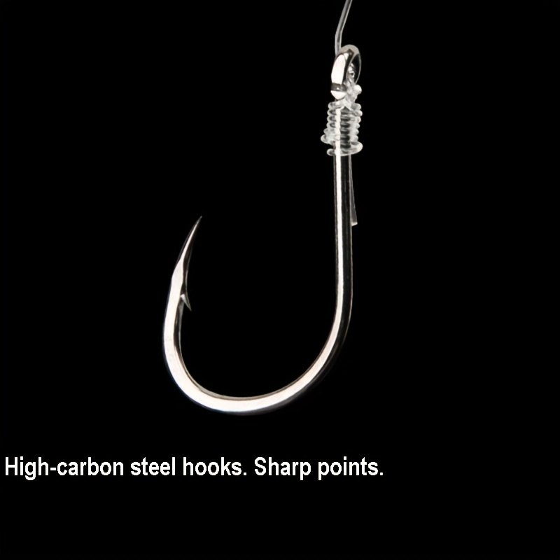 200Pcs Silver Barbed Fishing Hooks Sharp High Carbon Steel Long