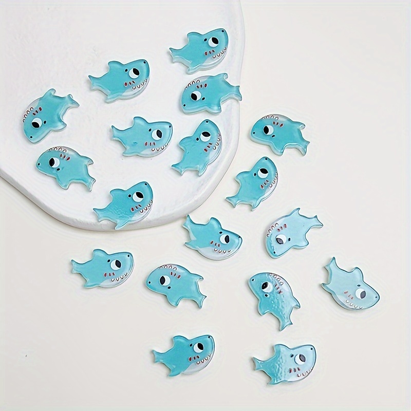 

20pcs Cute Blue Shark Jewelry Decorative Accessories, For Diy Jewelry Making And Decoration