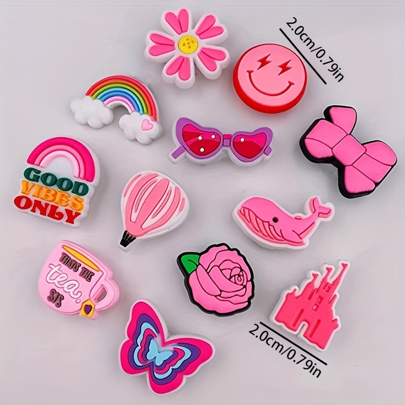 100 PCS Preppy Pink Croc Charms for Girls, All-Purpose Letters Shoe  Decoration-Cute Design to Show Its Charm-Great Gift for Women