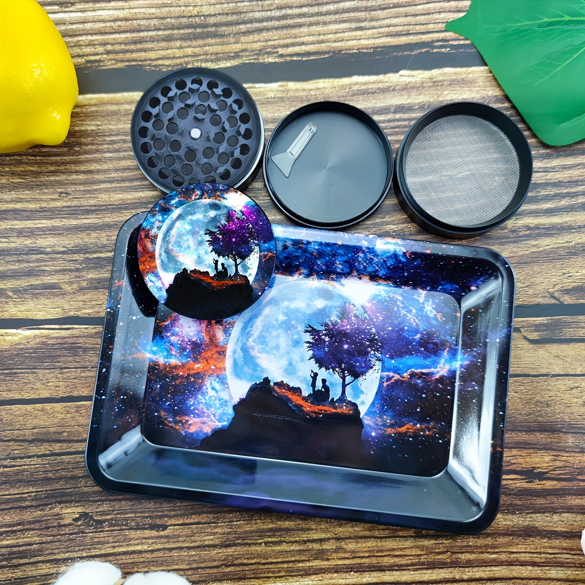 Rolling Tray Set With Grinder Hot Durable Metal Cigarette - Temu
