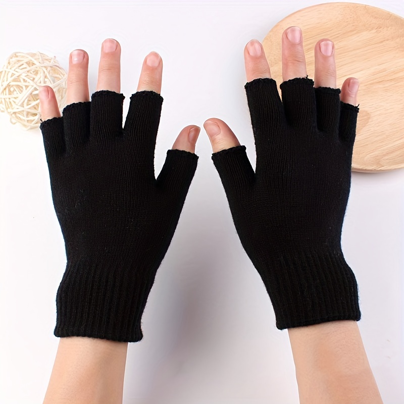 1 Pair Student Writing Gloves Half Finger Warm Heat Retention Women Mittens