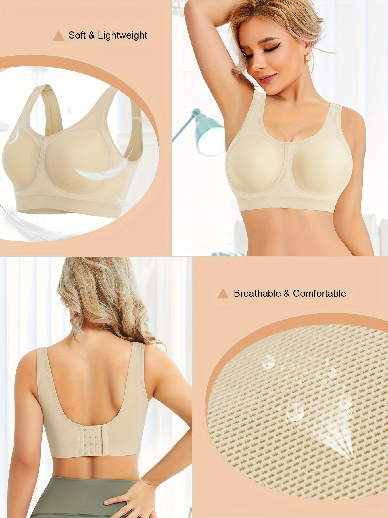 Wireless Sports Bra With Adjustable Shoulder Strap, Post Surgery  Compression Bra, Seamless Sports Cropped Tank Top For Women