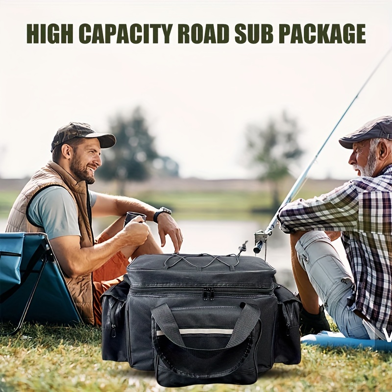 1pc Outdoor Large Capacity Waterproof Fishing Tackle Storage Bag,  Multi-purpose Double Layer Fishing Bag