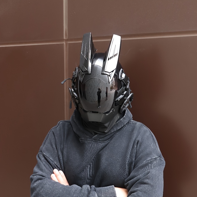 Black Samurai Cyberpunk Mask Cosplay Halloween Mechanical - Temu