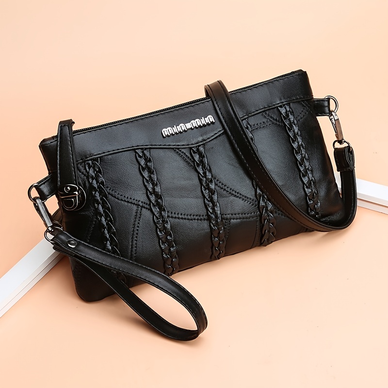 Braided Clutch Bag - Women's Crossbody Bag - Removable Strap
