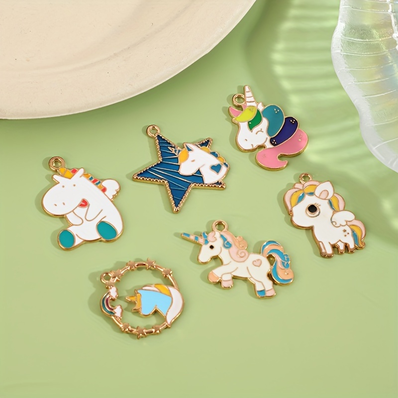 Mixed Unicorns Oil Drop Alloy Pendant Enamel Alloy Charms - Temu