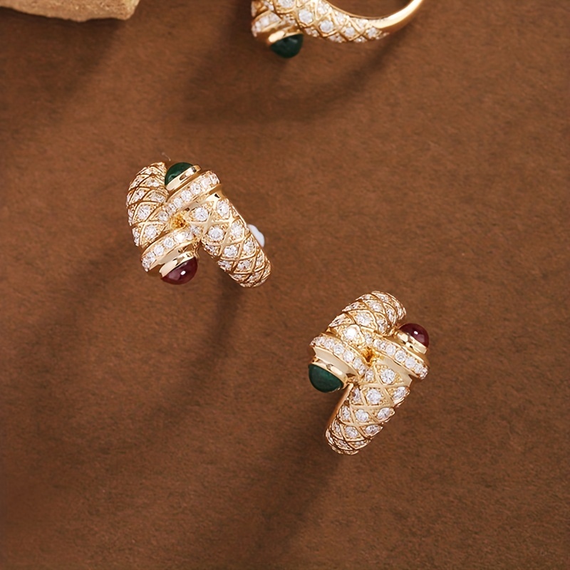 Boho Style Wrap Ring Nail Shape Inlaid Zircon