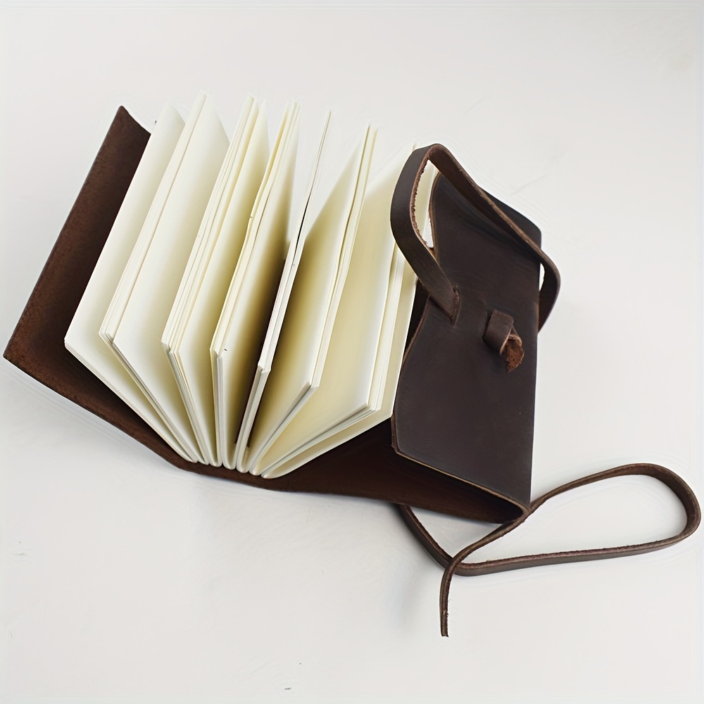 Portable Genuine Leather Notebook Nature Cowhide Note Book - Temu