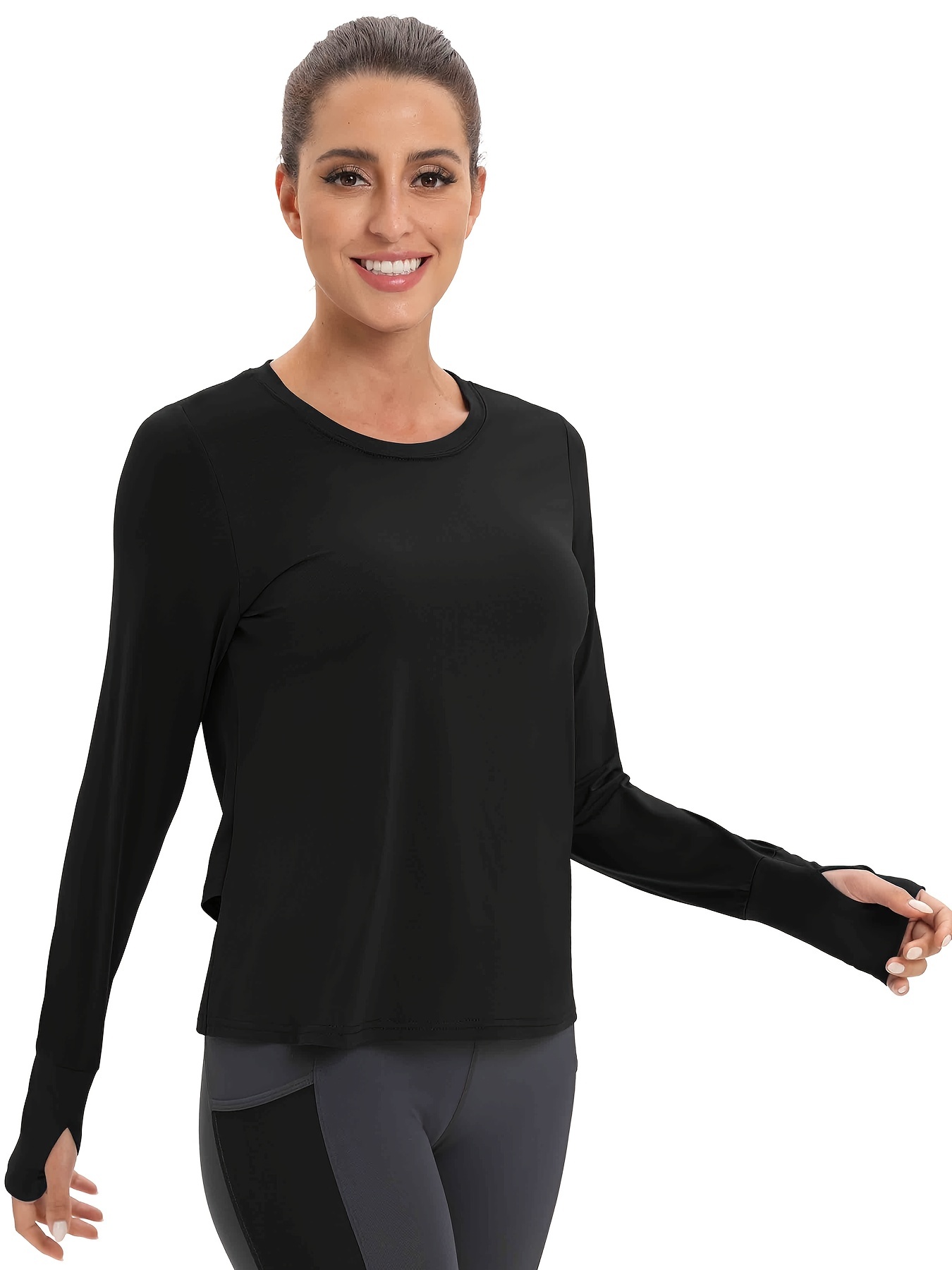 Women Sports Shirt Long Sleeve Breathable Quick Dry Mesh Yoga Workout Gym  Wear