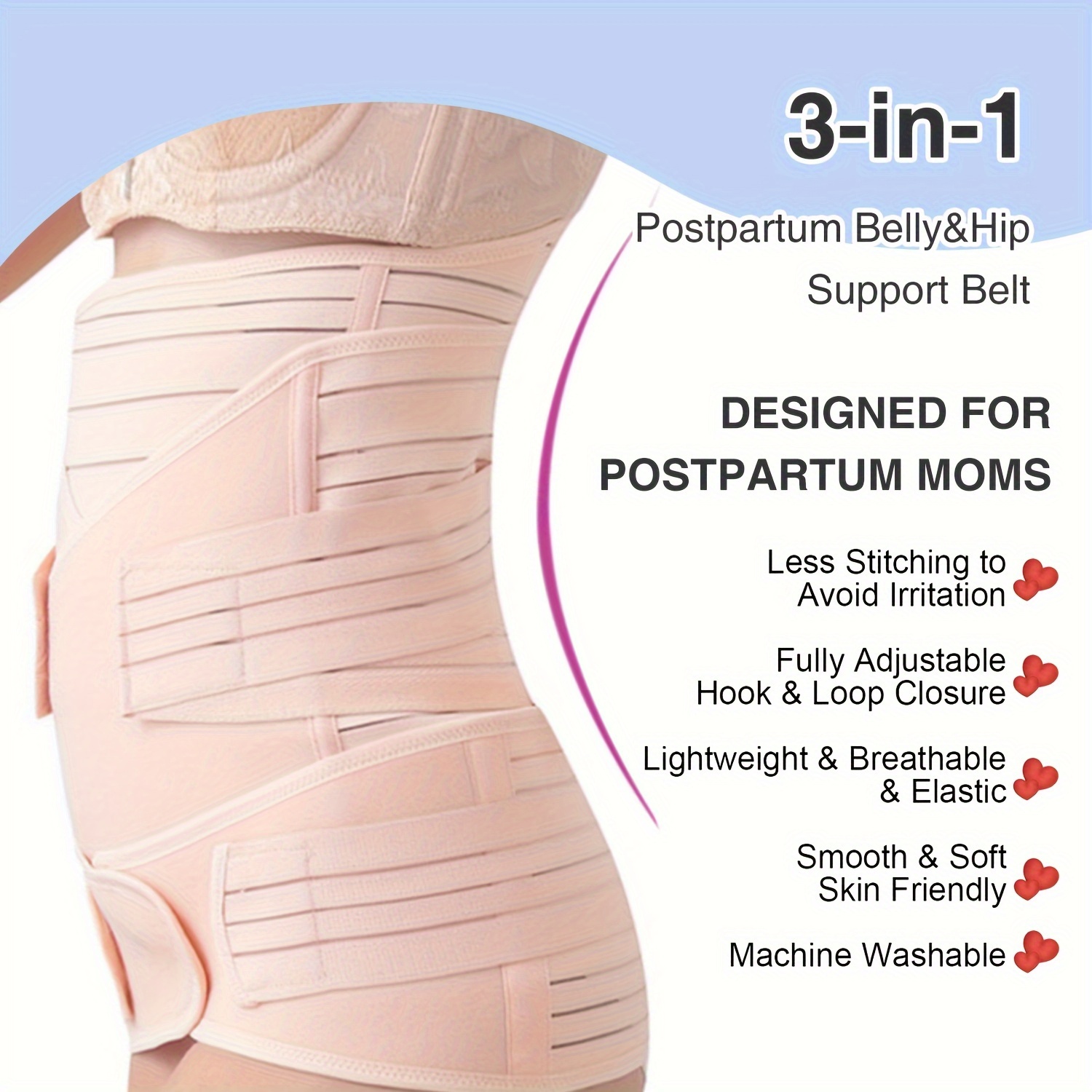 3 in 1 Post Pregnancy Belt for Belly, Waist & Pelvis Slimming Shapewear for  After Delivery