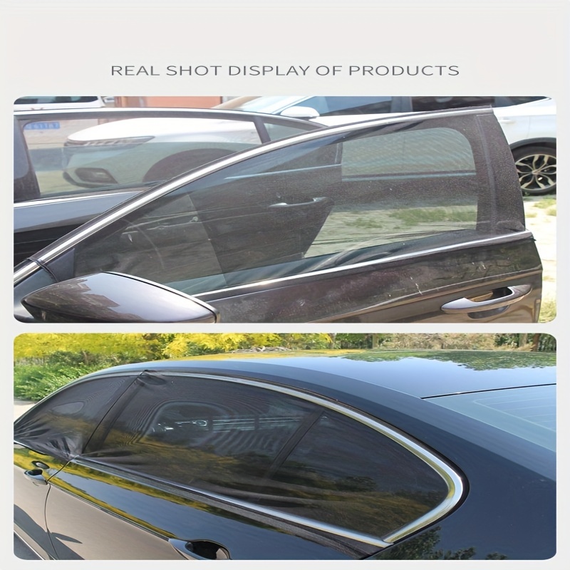 1 paire de pare-soleil pour vitres latérales avant-arrière de voiture,  couverture en maille anti-moustiques, 2 pcs Rear window