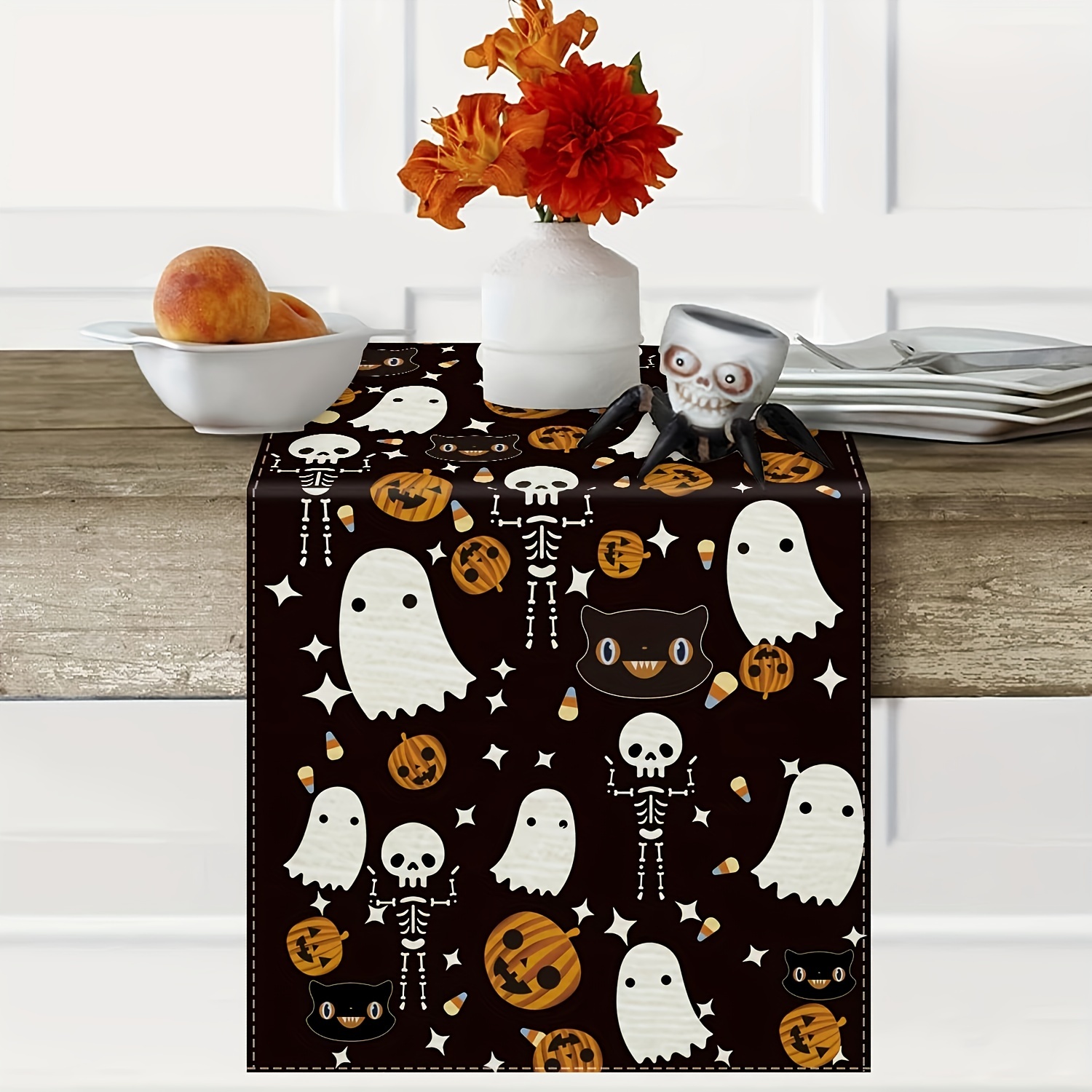 Nappe D'Halloween Youery 137x274 Cm - Plastique Imperméable, Motif Château Et Chauves-souris, Pour Fête Et Décoration