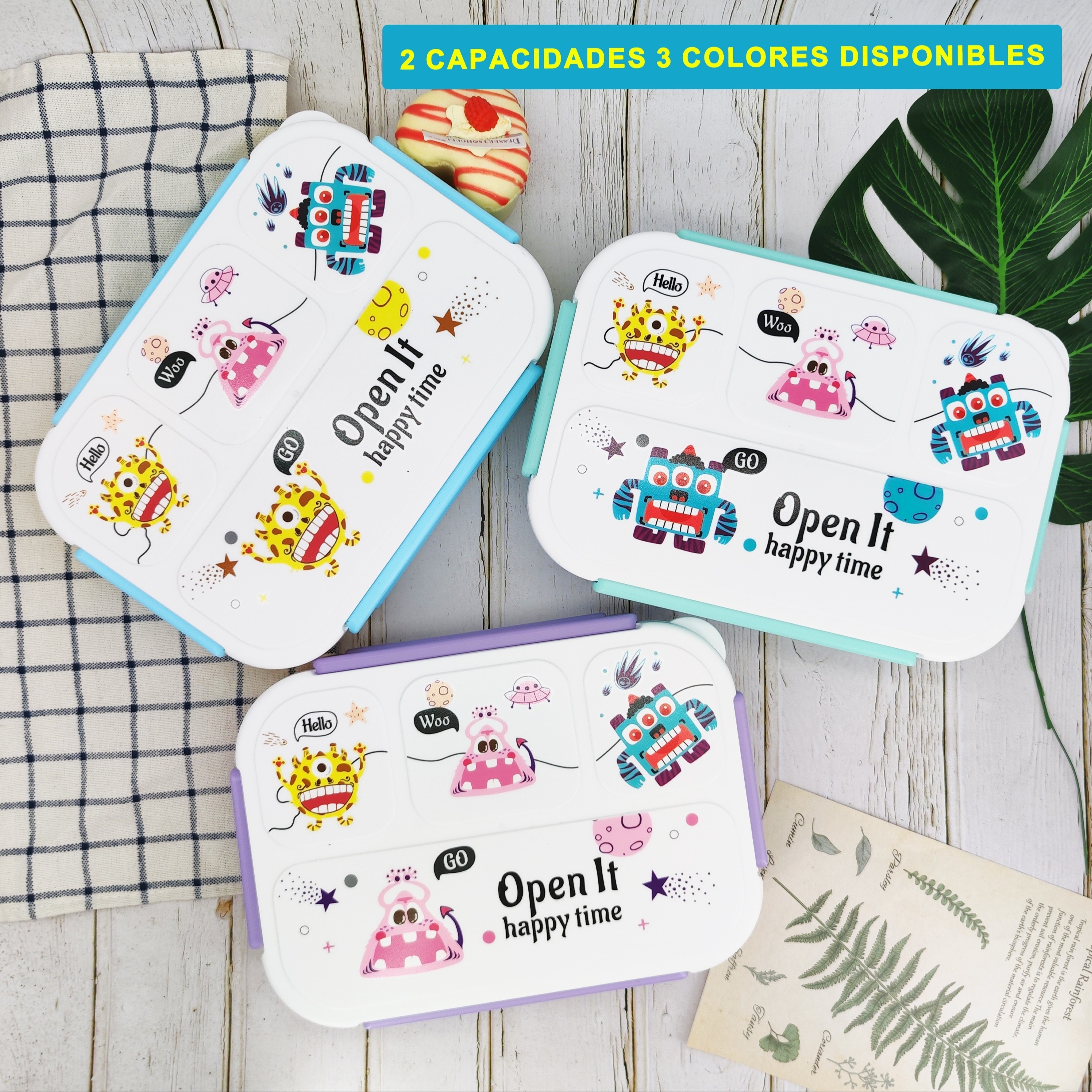 HappyRhino Bento Lunch Box para niños adultos, 4 compartimentos