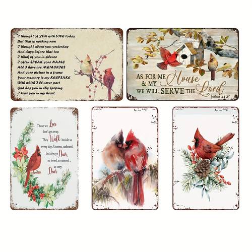 1pc 8 12 inch as for me and my house we will serve the lord retro metal tin sign wall decor coffee barthroom garage bar room decor retro kitchen metal sign cardinal bird