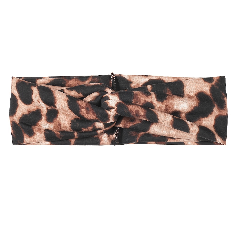 Leopard Print Knot Boho Headbands For Women Wide Sweatbands Hair Accessories