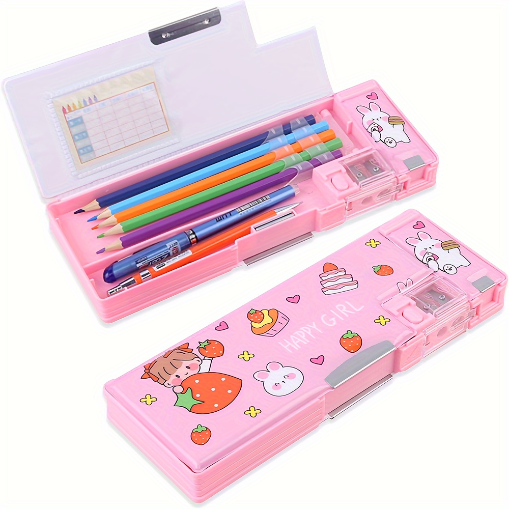 1pc Pop Up Multifunctional Pencil Case, Cute Cartoon Pen Box Organizer  Stationery With Sharpener, Schedule, School Supplies, Best Birthday Gifts  (Pink