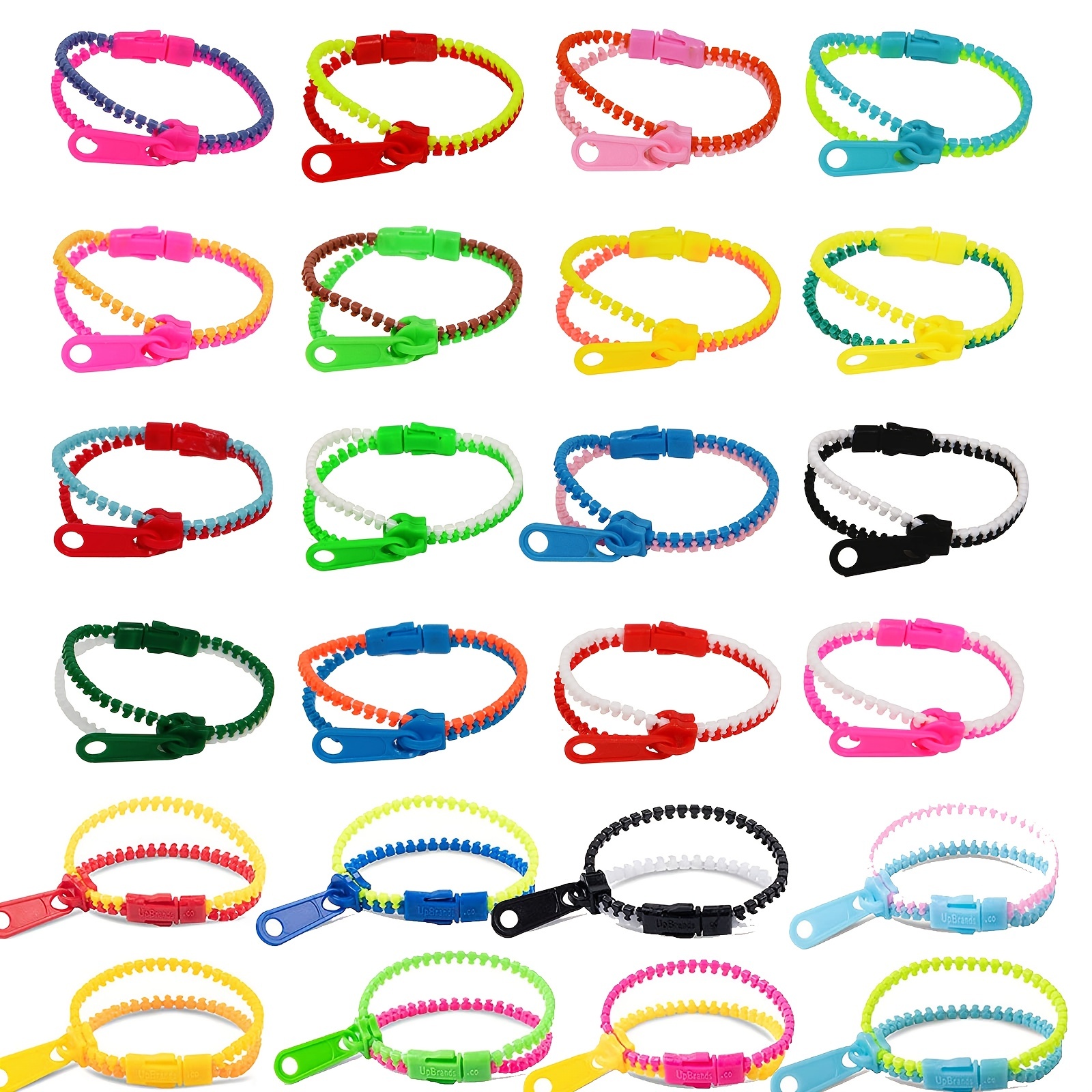 Studico Zip-Zip Hooray Fidget Bracelets for Kids, Multi-Colored Sensory Toys, Perfect for Kid's Party Favors / 24 Pack