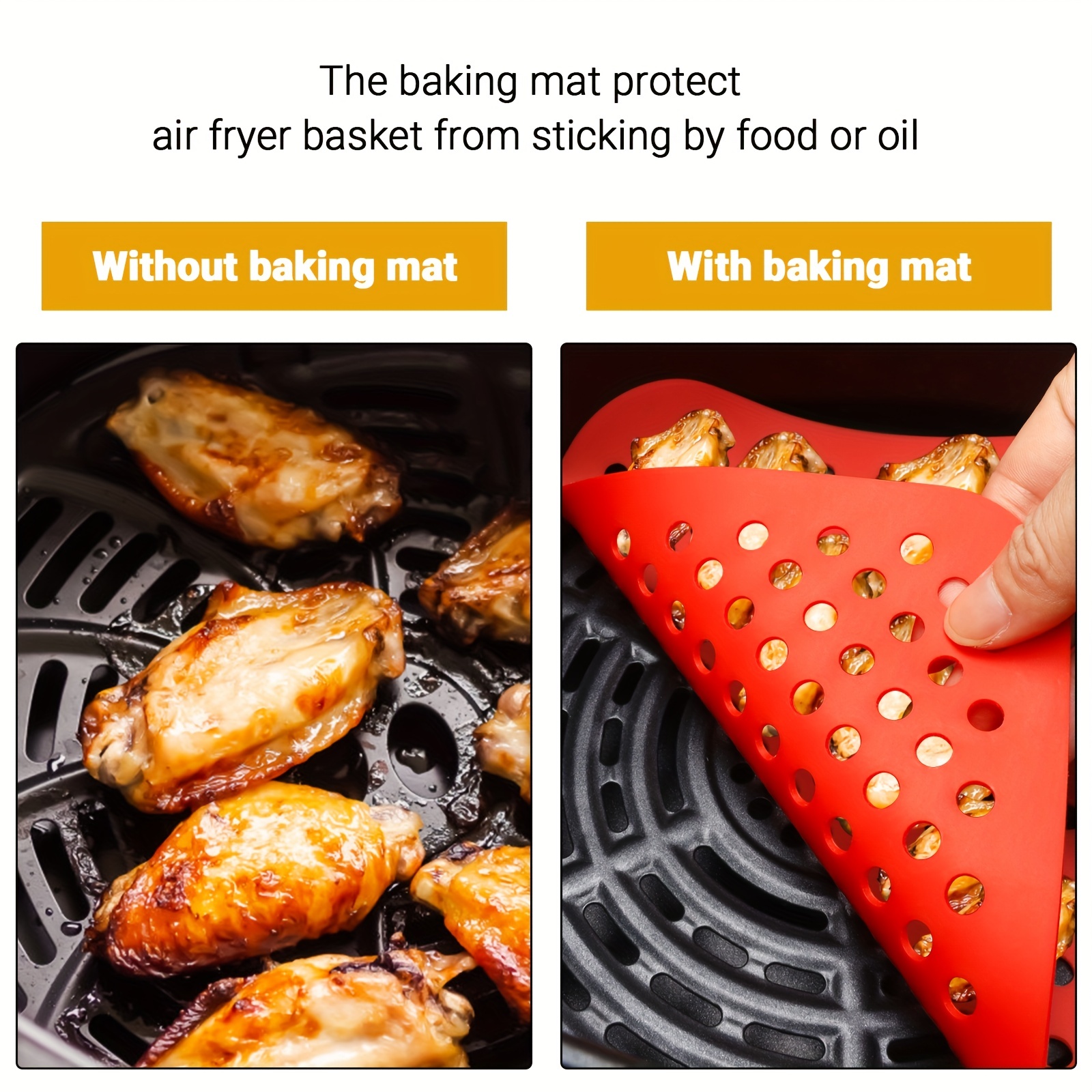 Reusable Silicone Air Fryer Mat Liner Non-Stick Steamer Pad Baking Inner  Liner Cooking Mat for Kitchen Accessories Round Square