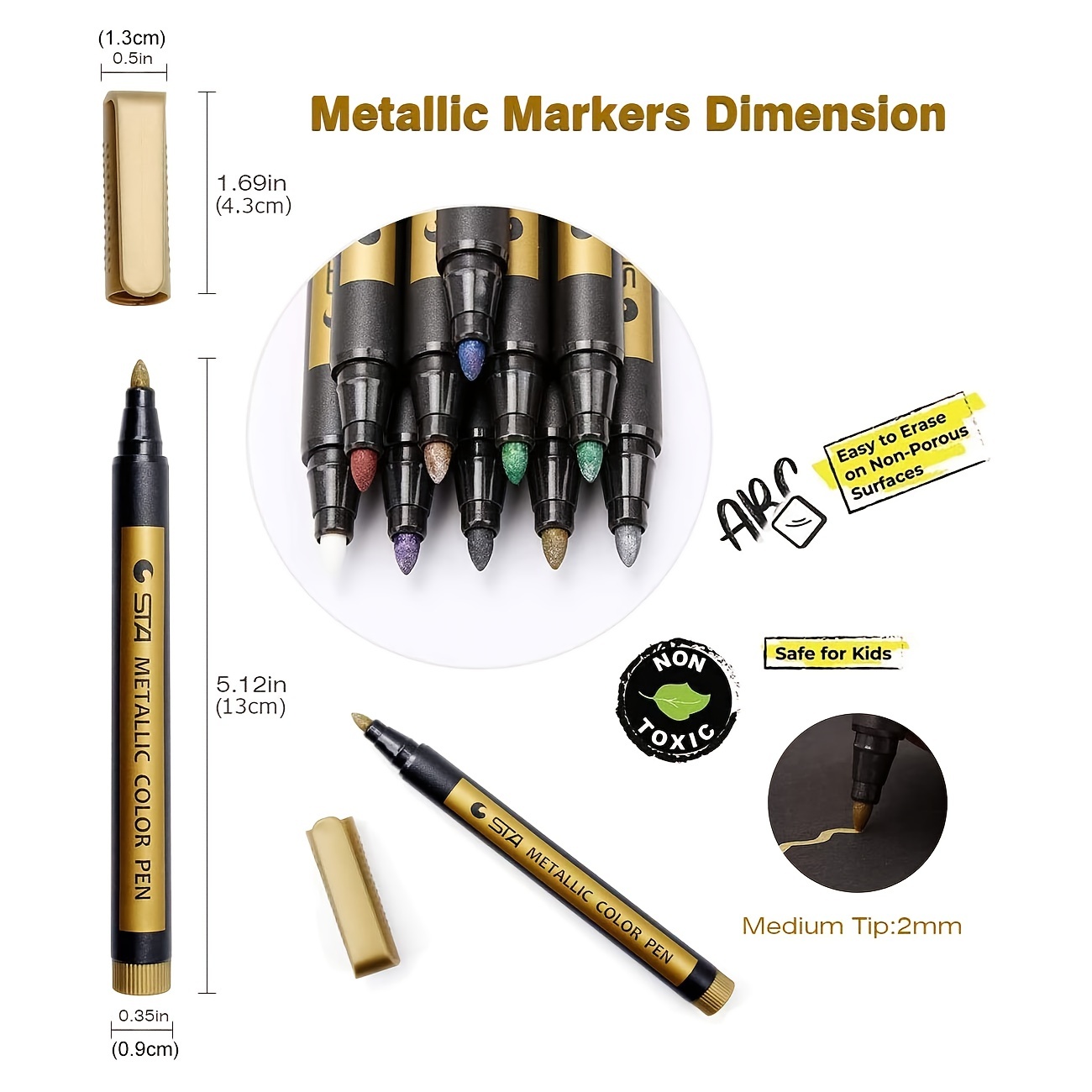 Fine Point Metallic Marker Pens Set Painting Pen For Black - Temu