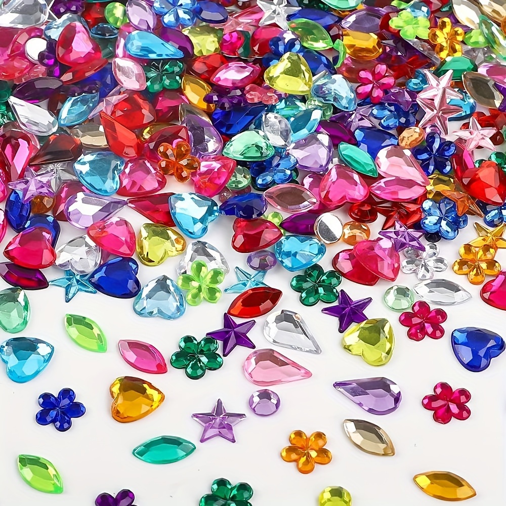 

1000pcs Acrylic Craft Gems, Flat-back Rhinestones For Party Table Scatter, Craft Embellishments, Wedding & Birthday Decorations, Assorted Shapes