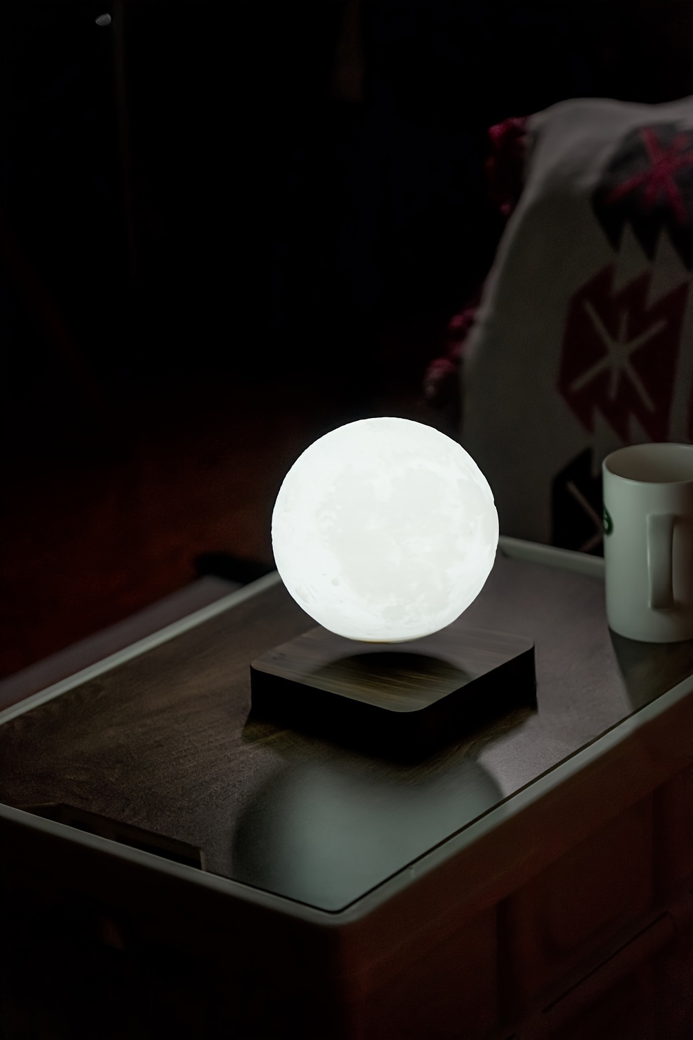 1pc levitating moon table lamp magnetic floating night light with 3 lighting modes 3d printed levitation bedside table lamp for office bedroom home decoration details 6
