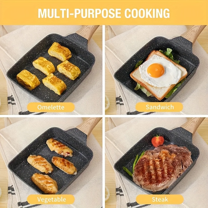 1pc 5.9inch*7.08inch Omelette Pan, Non-stick Coating Egg Roll Pan, Square  Mini Frying Pan, Multi-purpose Pan, Breakfast Cookware